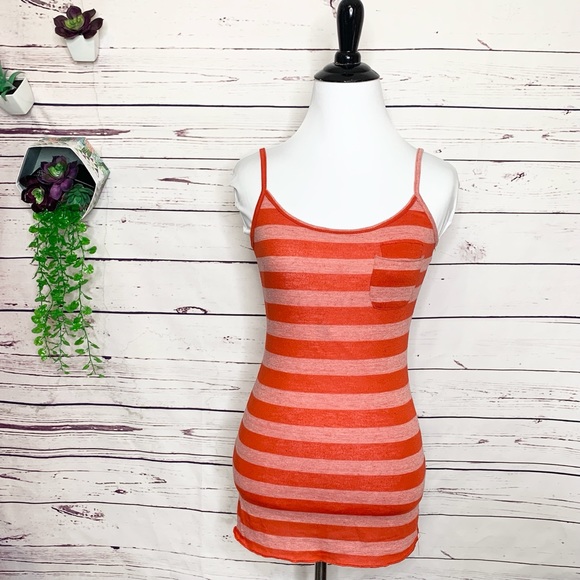 Wet Seal Red Striped Spaghetti Strap Tank Top w/ Small Chest Pocket Size Medium - Picture 9 of 9